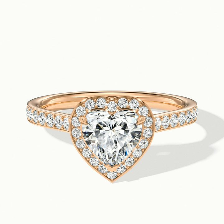 Macy 1 Carat Heart Shaped Halo Pave Lab Grown Diamond Ring in 18k Rose Gold