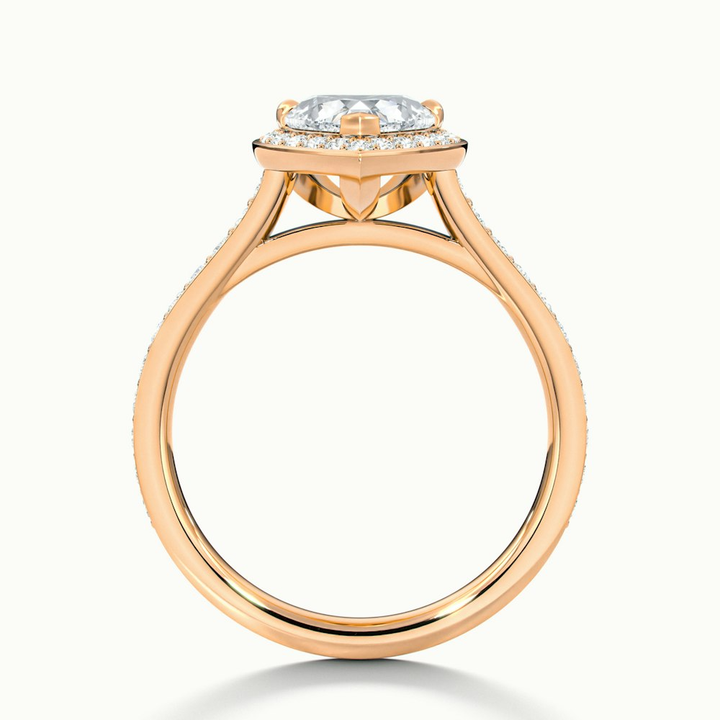 Kira 5 Carat Heart Shaped Halo Pave Moissanite Engagement Ring in 14k Rose Gold