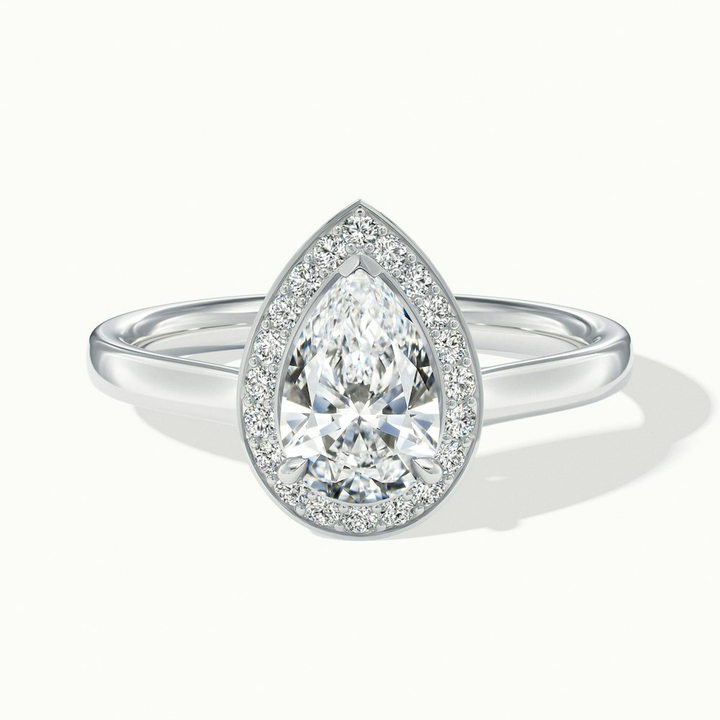 Nina 2.5 Carat Pear Halo Lab Grown Diamond Ring in 10k White Gold