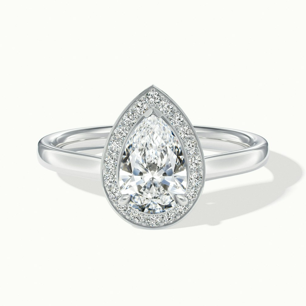 Siya 4.5 Carat Pear Halo Moissanite Engagement Ring in Platinum