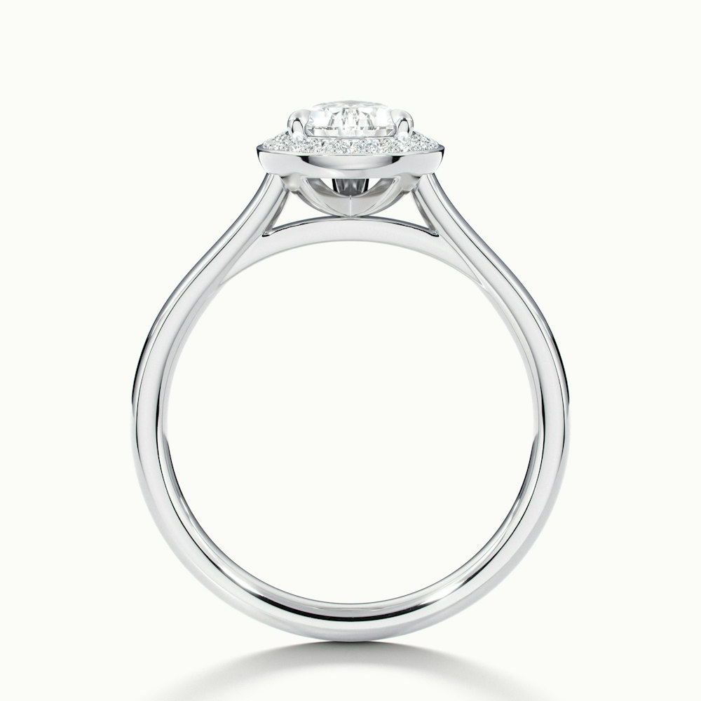 Nina 3 Carat Pear Halo Lab Grown Diamond Ring in 18k White Gold