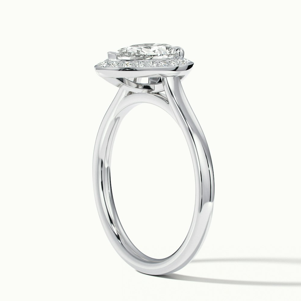 Siya 3 Carat Pear Halo Moissanite Engagement Ring in 18k White Gold