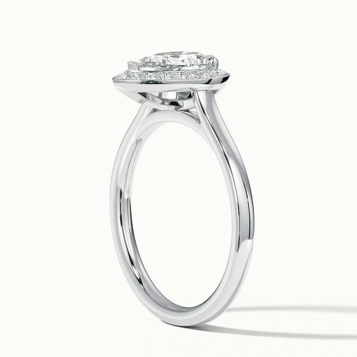 Siya 3.5 Carat Pear Halo Moissanite Engagement Ring in 10k White Gold