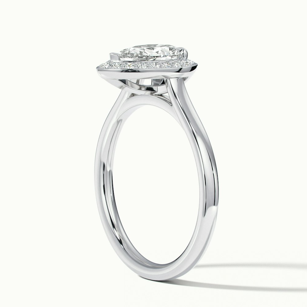 Siya 2 Carat Pear Halo Moissanite Engagement Ring in 10k White Gold