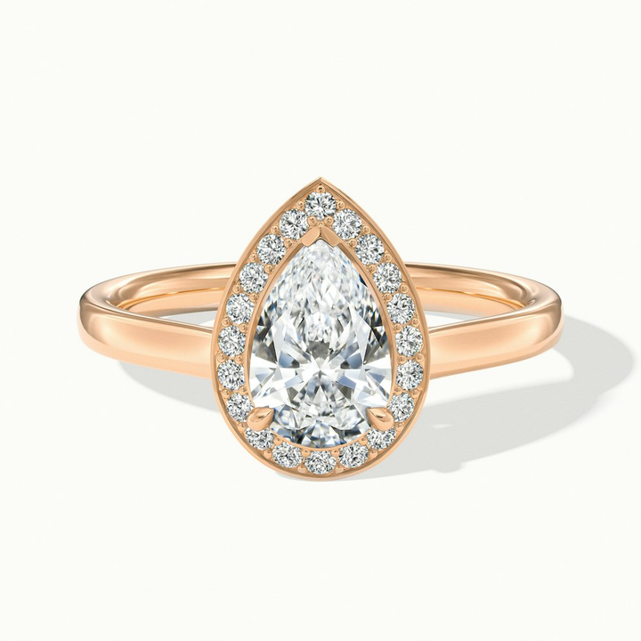 Nina 3.5 Carat Pear Halo Lab Grown Diamond Ring in 10k Rose Gold