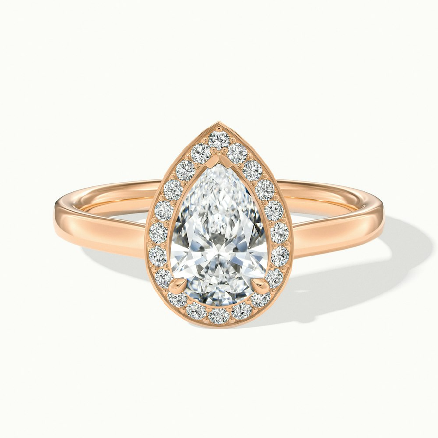 1 Carat Pear Halo Lab Grown Diamond Ring