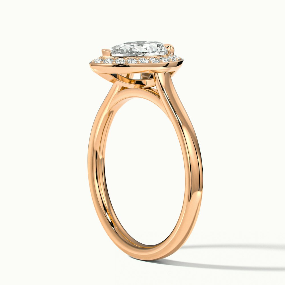 Siya 4 Carat Pear Halo Moissanite Engagement Ring in 14k Rose Gold