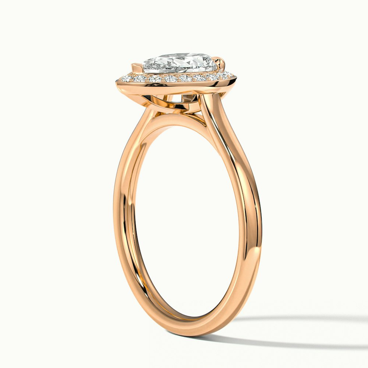 Siya 2 Carat Pear Halo Moissanite Engagement Ring in 14k Rose Gold