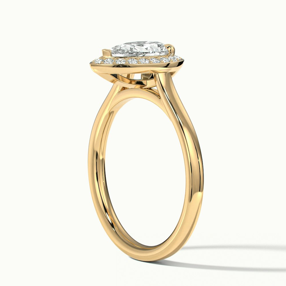 Nina 4 Carat Pear Halo Lab Grown Diamond Ring in 14k Yellow Gold