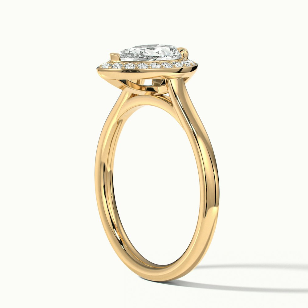 Siya 5 Carat Pear Halo Moissanite Engagement Ring in 14k Yellow Gold