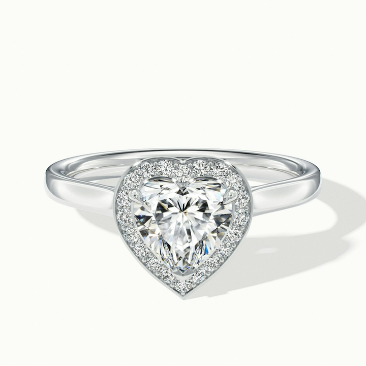 Nyla 2.5 Carat Heart Halo Moissanite Engagement Ring in 18k White Gold