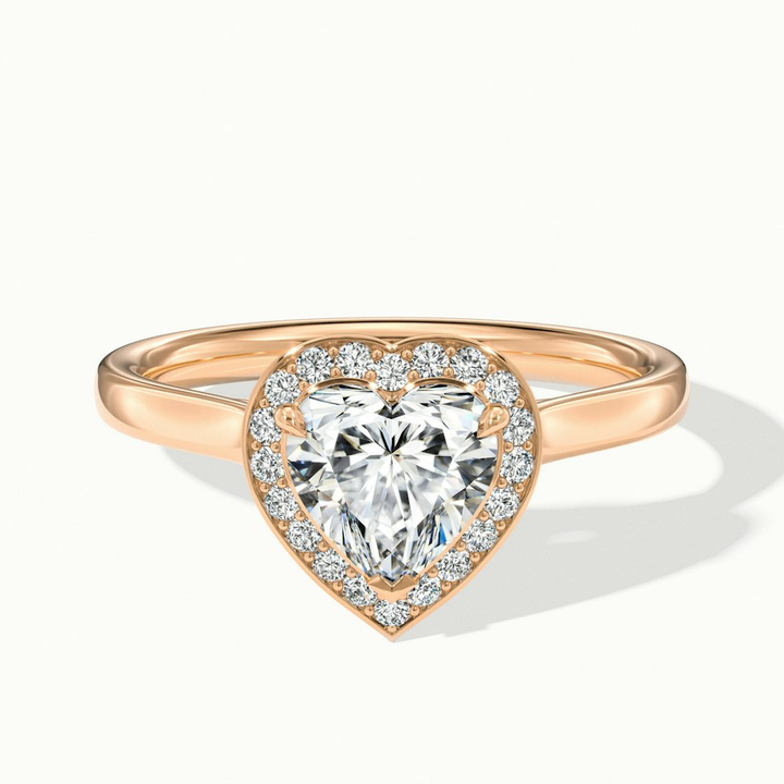 Ruby 3.5 Carat Heart Halo Lab Grown Diamond Ring in 10k Rose Gold