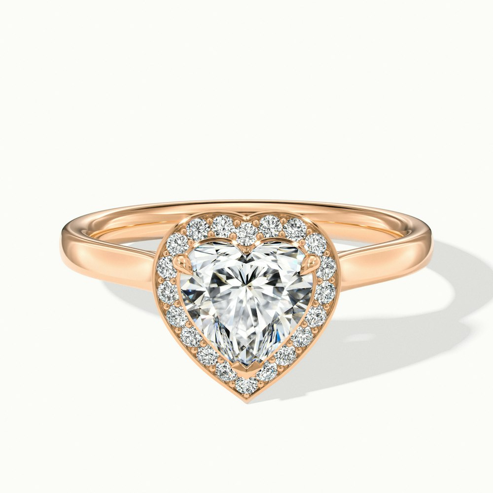 Ruby 3.5 Carat Heart Halo Lab Grown Diamond Ring in 14k Rose Gold