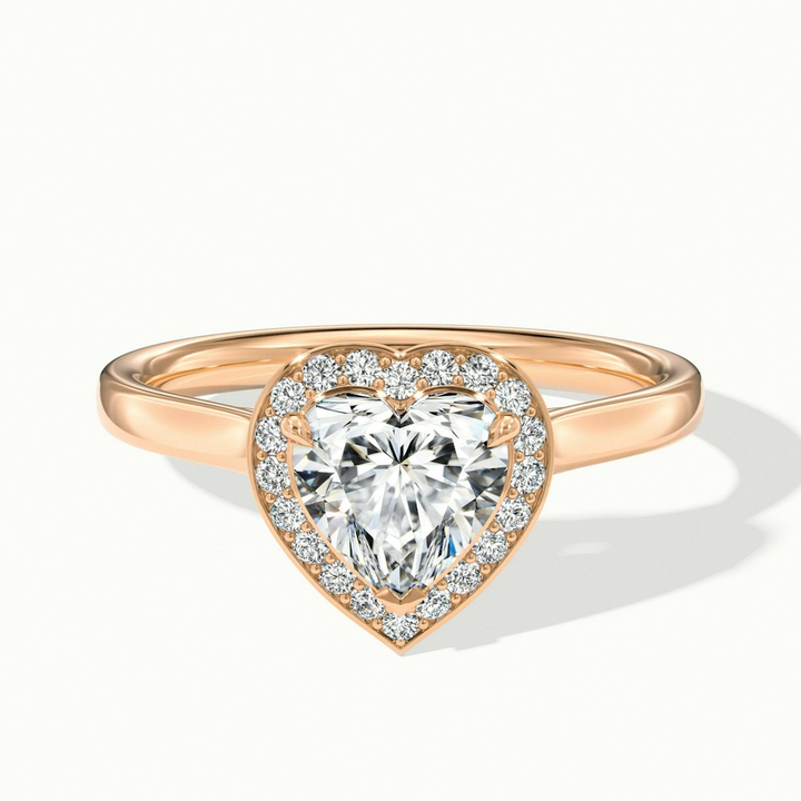 Nyla 1 Carat Heart Halo Moissanite Engagement Ring in 10k Rose Gold