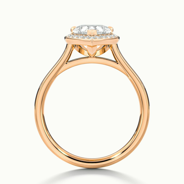 Ruby 3 Carat Heart Halo Lab Grown Diamond Ring in 14k Rose Gold