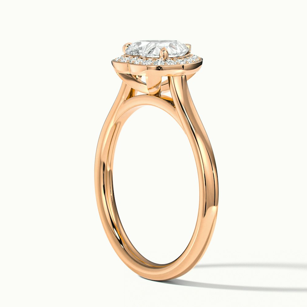 Ruby 1 Carat Heart Halo Lab Grown Diamond Ring in 10k Rose Gold