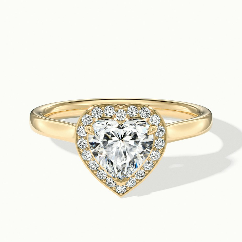 Nyla 4 Carat Heart Halo Moissanite Engagement Ring in 10k Yellow Gold