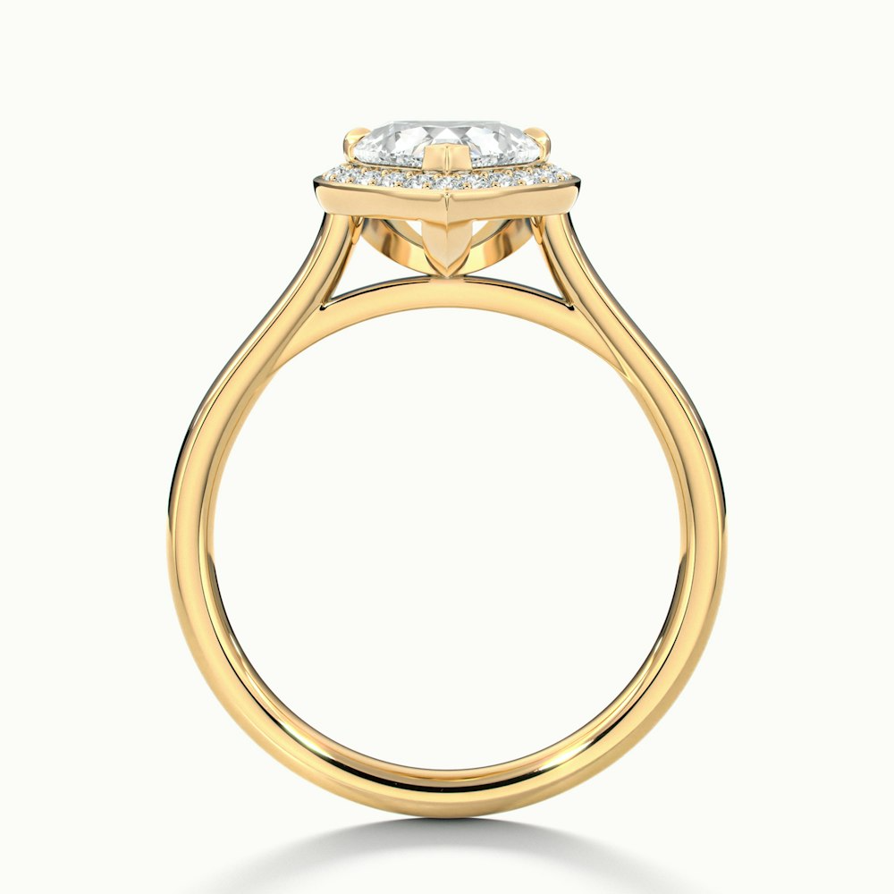 Ruby 2.5 Carat Heart Halo Lab Grown Diamond Ring in 14k Yellow Gold