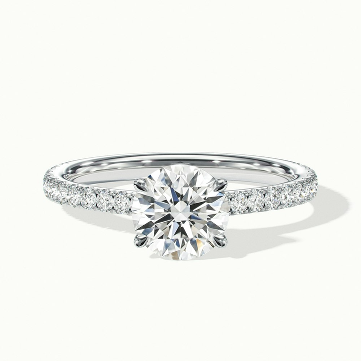 Zola 1 Carat Round Solitaire Pave Moissanite Engagement Ring in 14k White Gold