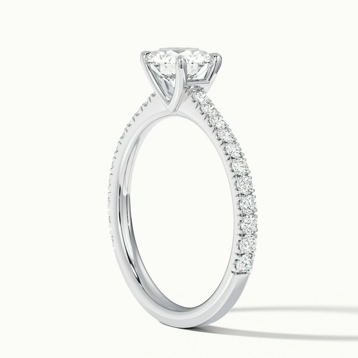 Sarah 3.5 Carat Round Solitaire Pave Lab Grown Diamond Ring in 18k White Gold