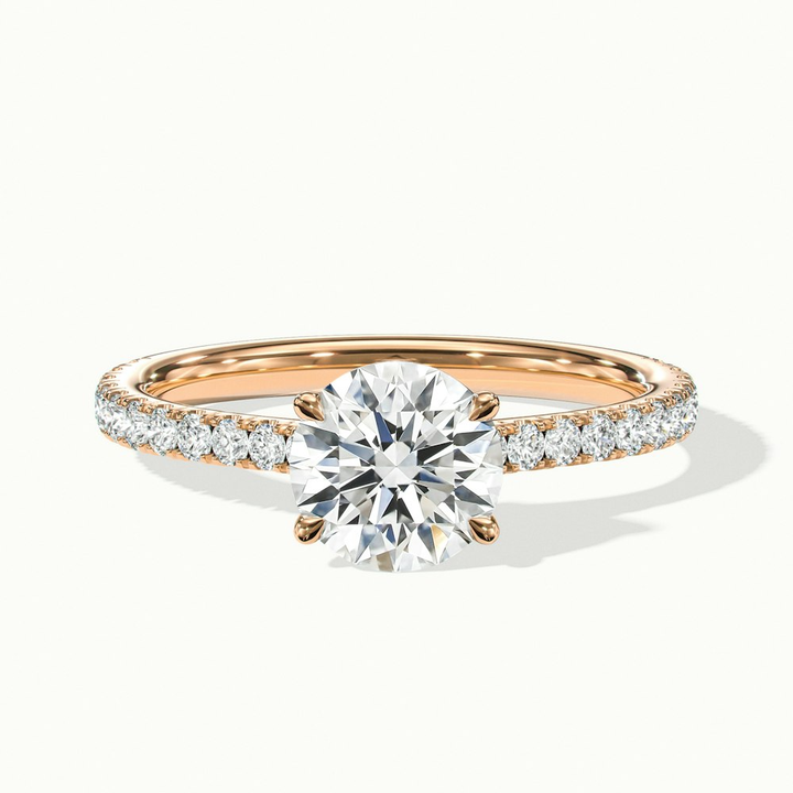 Sarah 1.5 Carat Round Solitaire Pave Lab Grown Diamond Ring in 18k Rose Gold