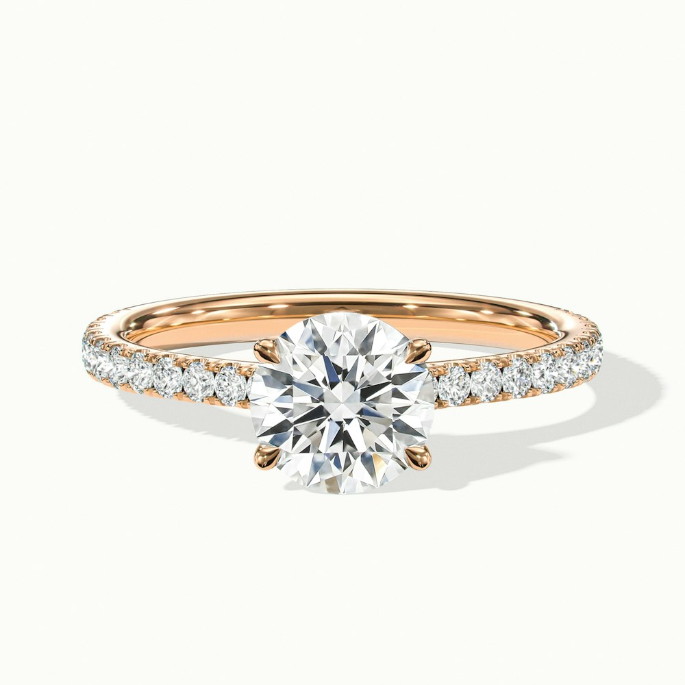 Sarah 4.5 Carat Round Solitaire Pave Lab Grown Diamond Ring in 14k Rose Gold