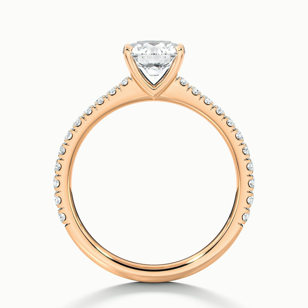 Sarah 4 Carat Round Solitaire Pave Lab Grown Diamond Ring in 18k Rose Gold