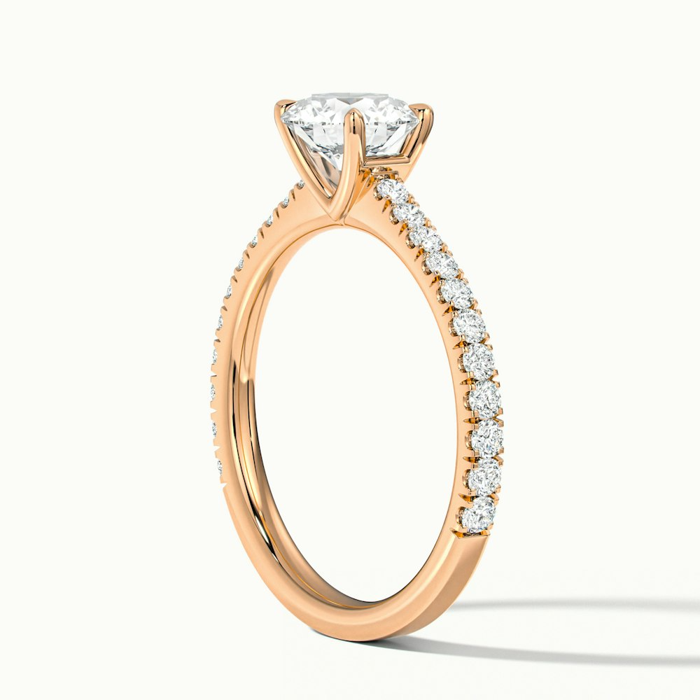 Sarah 4 Carat Round Solitaire Pave Lab Grown Diamond Ring in 14k Rose Gold