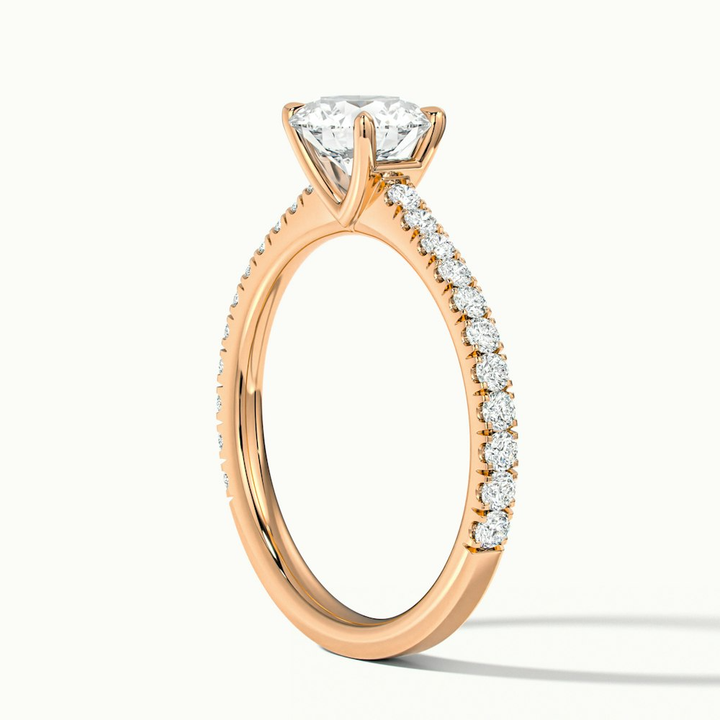 Sarah 1.5 Carat Round Solitaire Pave Lab Grown Diamond Ring in 10k Rose Gold