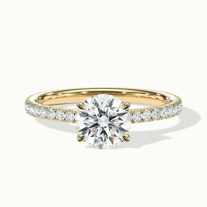 Sarah 1 Carat Round Solitaire Pave Lab Grown Diamond Ring in 18k Yellow Gold