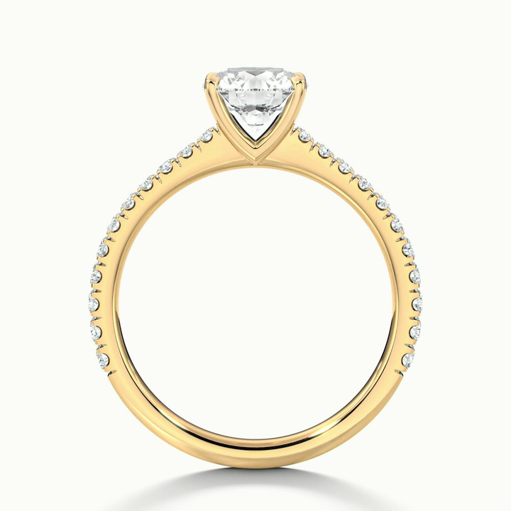 Sarah 4 Carat Round Solitaire Pave Lab Grown Diamond Ring in 10k Yellow Gold