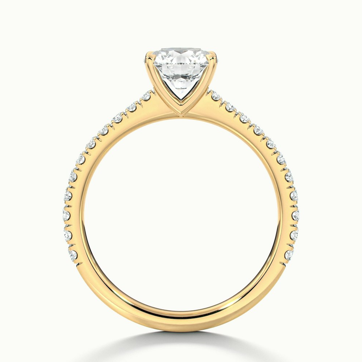Sarah 1.5 Carat Round Solitaire Pave Lab Grown Diamond Ring in 18k Yellow Gold
