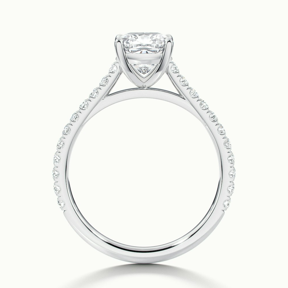 Mary 5.5 Carat Cushion Cut Solitaire Pave Moissanite Engagement Ring in 10k White Gold