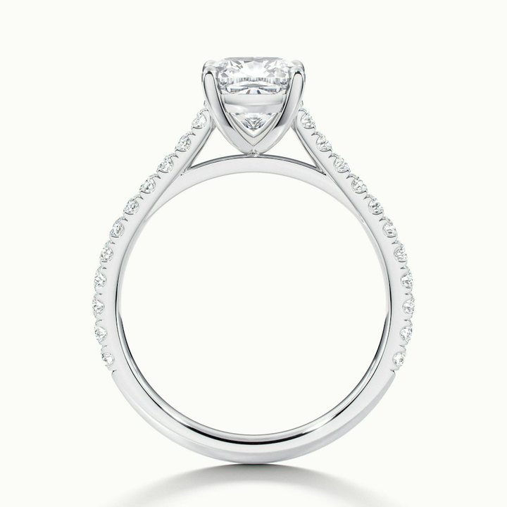 Mary 2 Carat Cushion Cut Solitaire Pave Moissanite Engagement Ring in 10k White Gold