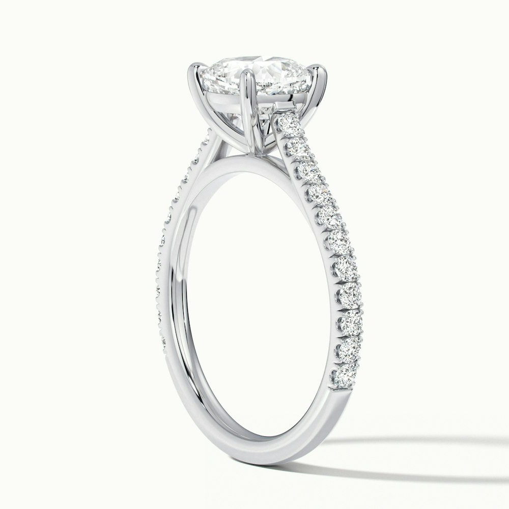 Lea 5 Carat Cushion Cut Solitaire Pave Lab Grown Diamond Ring in 10k White Gold
