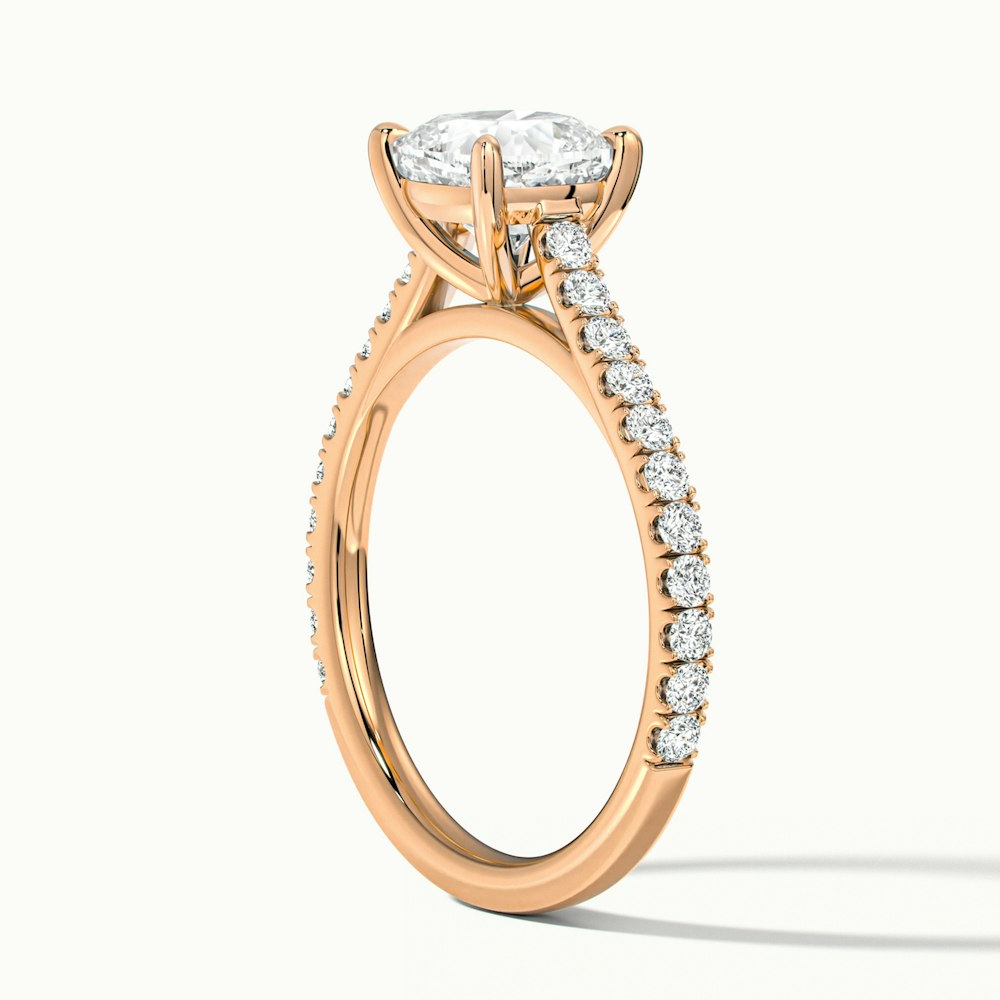 Lea 1.5 Carat Cushion Cut Solitaire Pave Lab Grown Diamond Ring in 10k Rose Gold