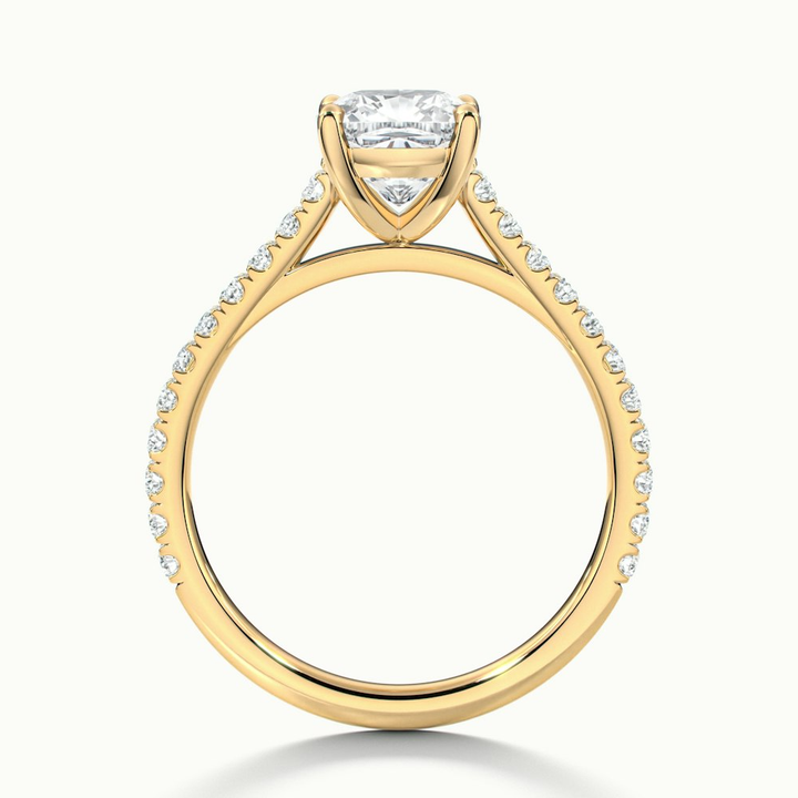Mary 1 Carat Cushion Cut Solitaire Pave Moissanite Engagement Ring in 10k Yellow Gold