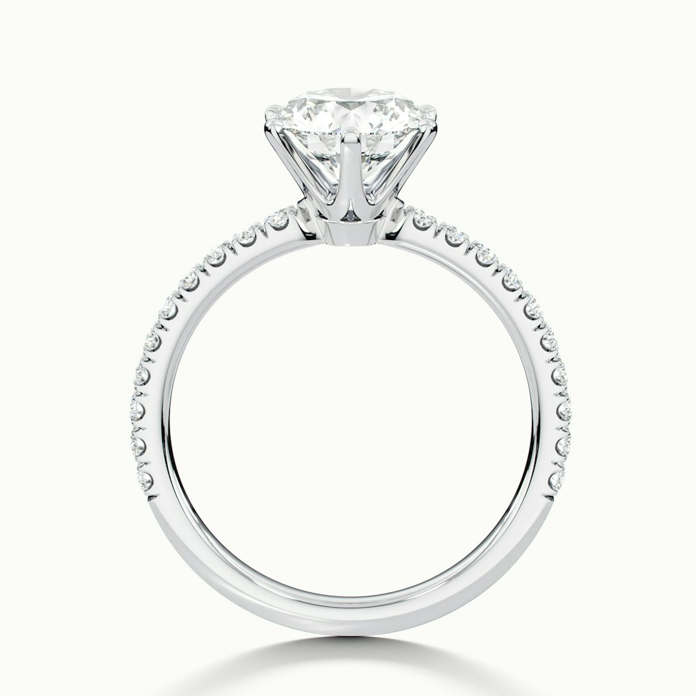 Olive 4.5 Carat Round Solitaire Pave Lab Grown Diamond Ring in Platinum