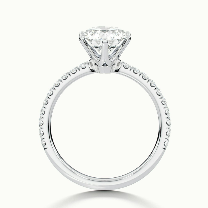 Olive 4.5 Carat Round Solitaire Pave Lab Grown Diamond Ring in Platinum