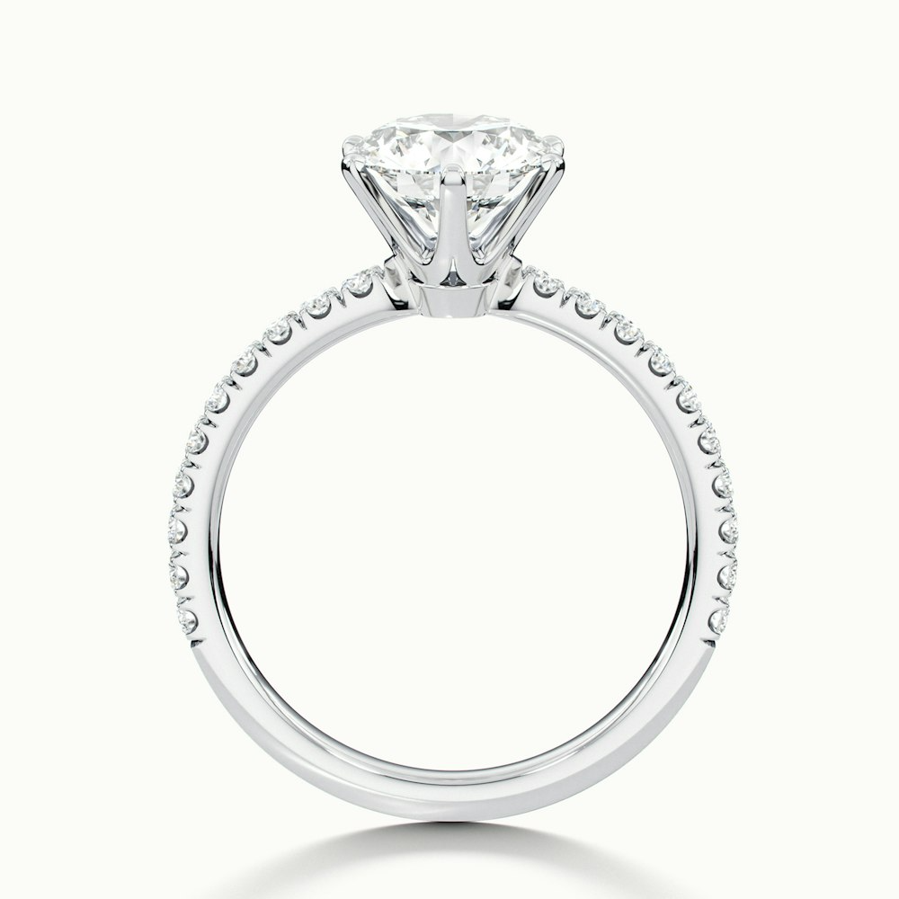 Olive 1 Carat Round Solitaire Pave Lab Grown Diamond Ring in 18k White Gold