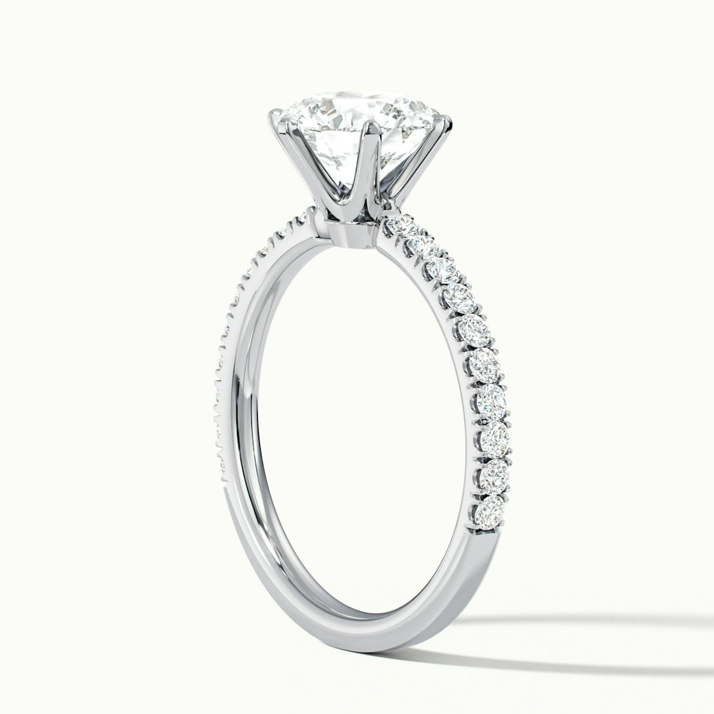 Olive 1.5 Carat Round Solitaire Pave Lab Grown Diamond Ring in 18k White Gold