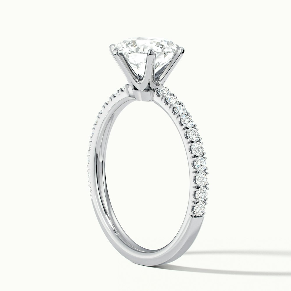 Olive 2 Carat Round Solitaire Pave Lab Grown Diamond Ring in 10k White Gold
