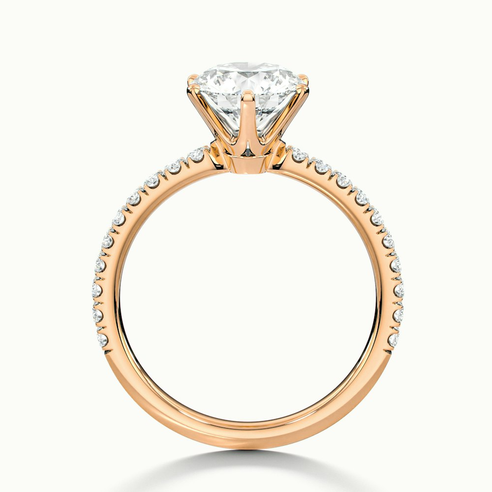 Lyra 4 Carat Round Solitaire Pave Moissanite Engagement Ring in 18k Rose Gold