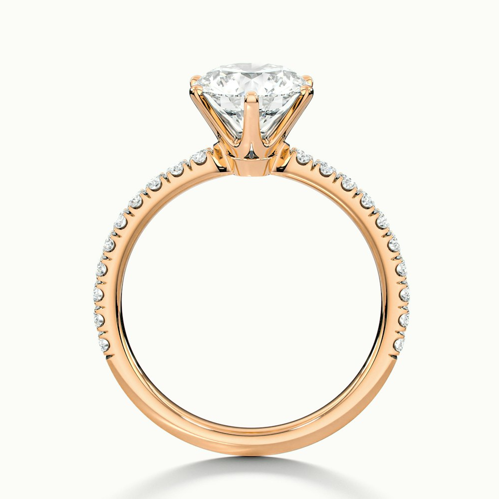 Lyra 1 Carat Round Solitaire Pave Moissanite Engagement Ring in 10k Rose Gold
