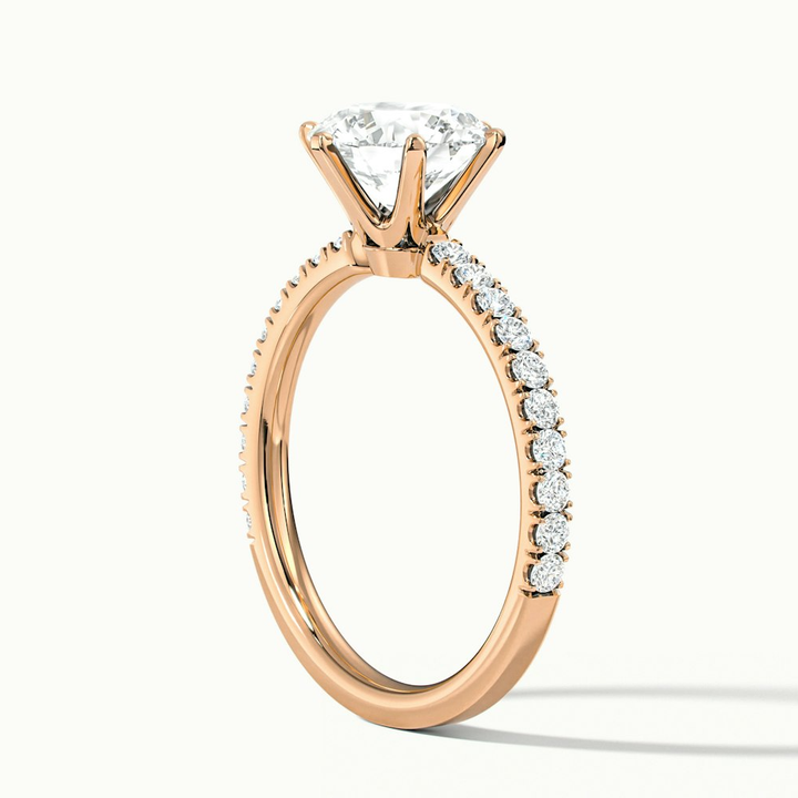 Lyra 3 Carat Round Solitaire Pave Moissanite Engagement Ring in 18k Rose Gold