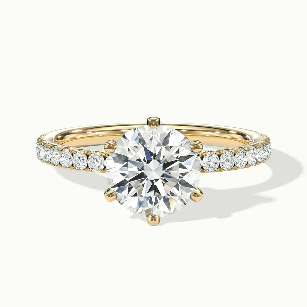 Lyra 5.5 Carat Round Solitaire Pave Moissanite Engagement Ring in 18k Yellow Gold