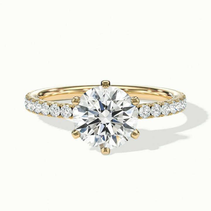 Lyra 1.5 Carat Round Solitaire Pave Moissanite Engagement Ring in 10k Yellow Gold
