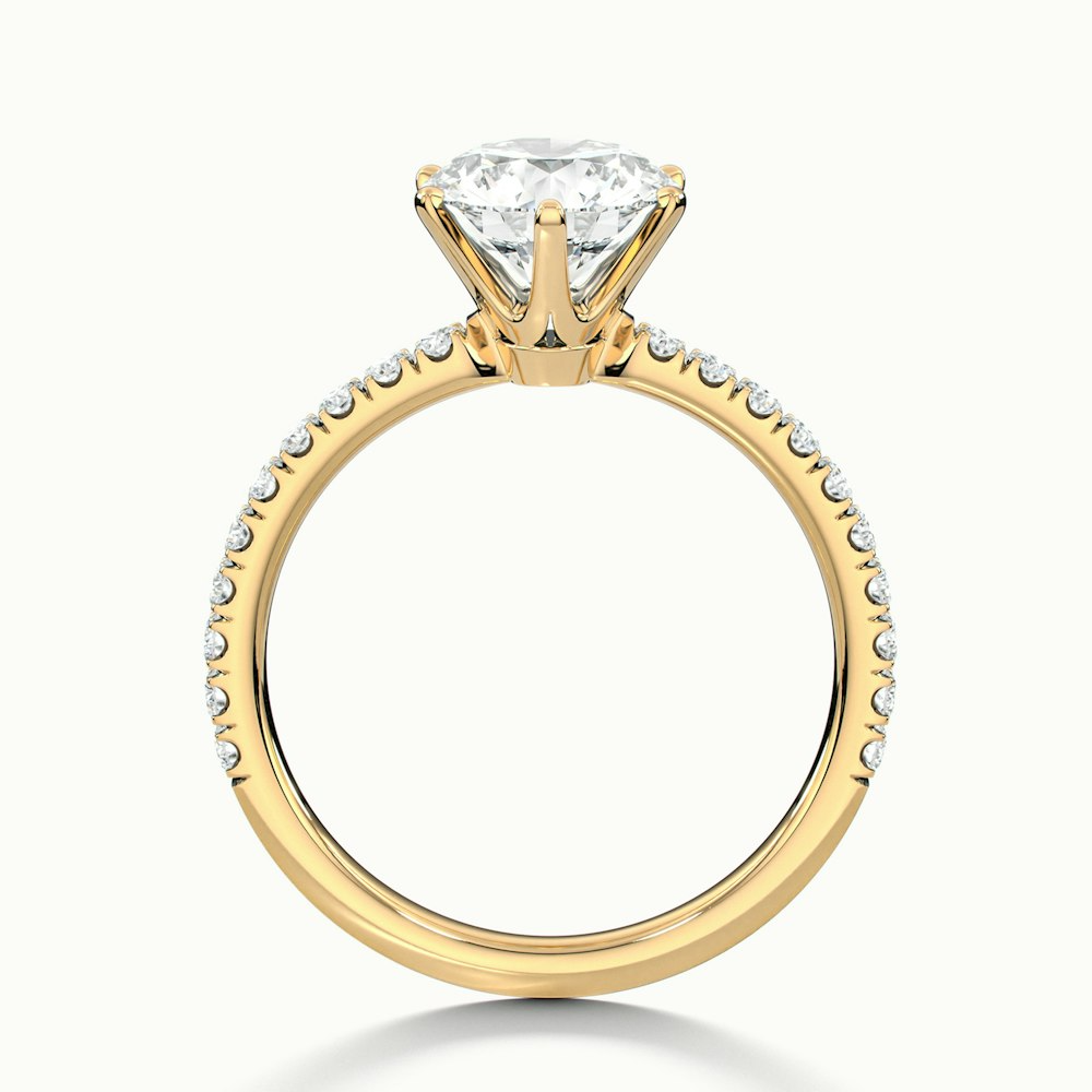 Lyra 4.5 Carat Round Solitaire Pave Moissanite Engagement Ring in 14k Yellow Gold