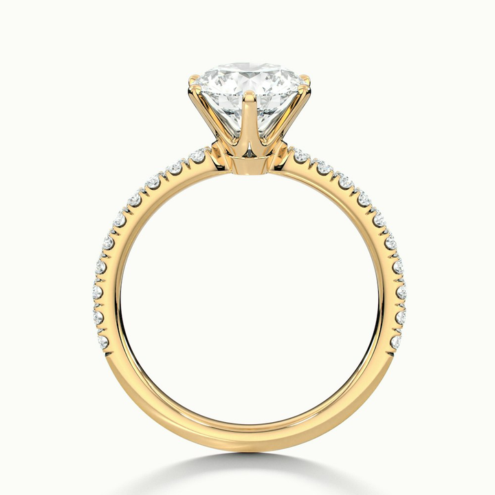 Lyra 4 Carat Round Solitaire Pave Moissanite Engagement Ring in 10k Yellow Gold