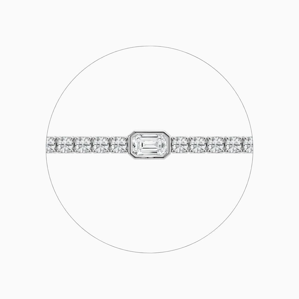 Ivory Emerald And Round Cut Lab Grown Diamond Tennis Bracelet